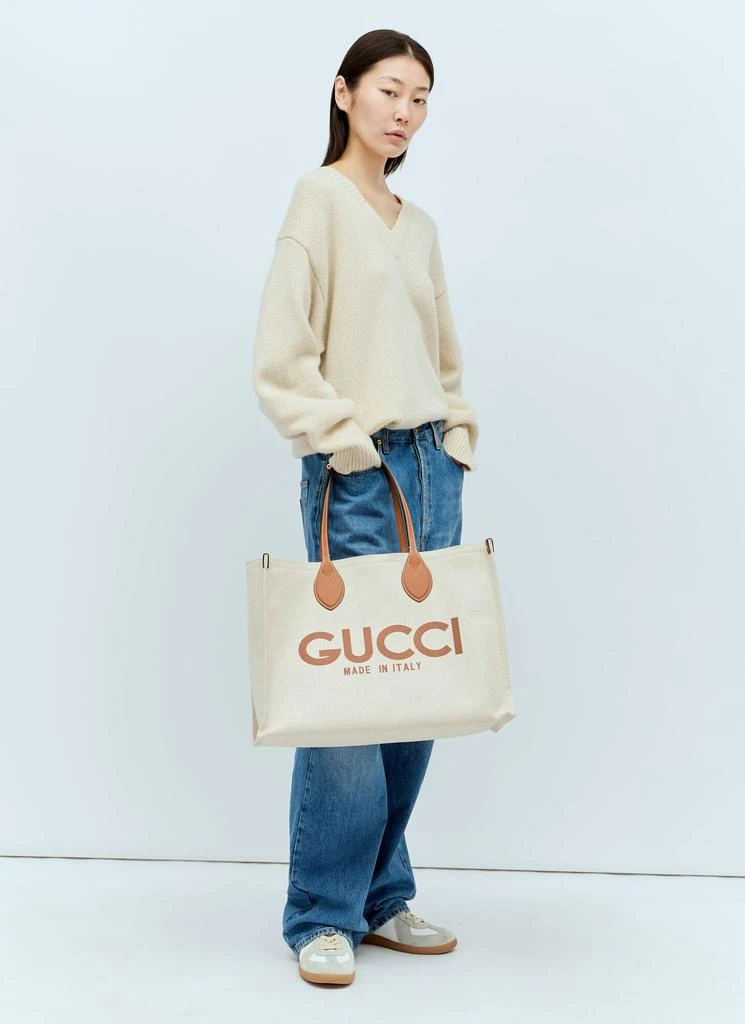 商品Gucci|Large Logo Print Canvas Tote Bag,价格¥13624,第3张图片详细描述
