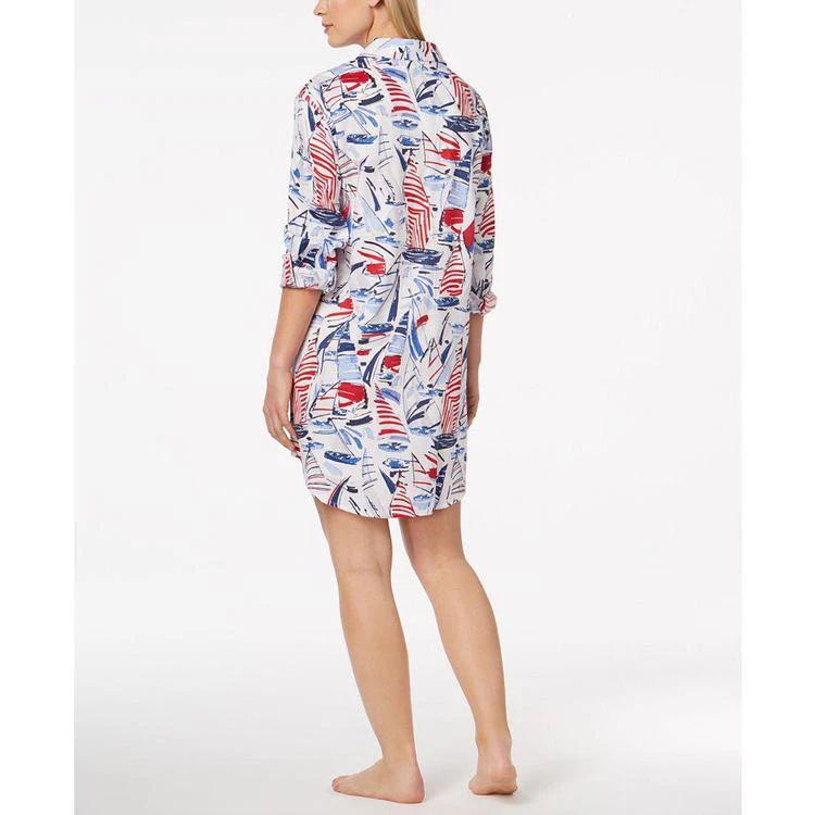 商品Ralph Lauren|Fashion Woven Sailboat-Print Sleepshirt,价格¥131,第2张图片详细描述