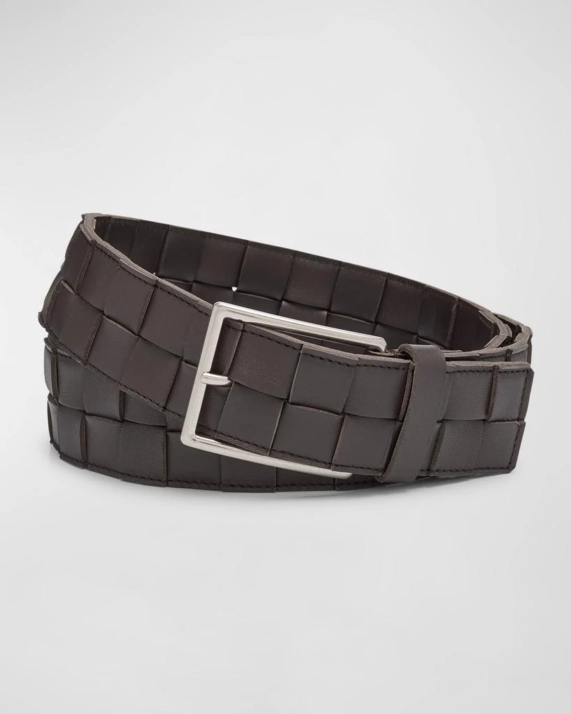 商品Bottega Veneta|Men's Cassette Intreccio Leather Belt,价格¥6102,第1张图片