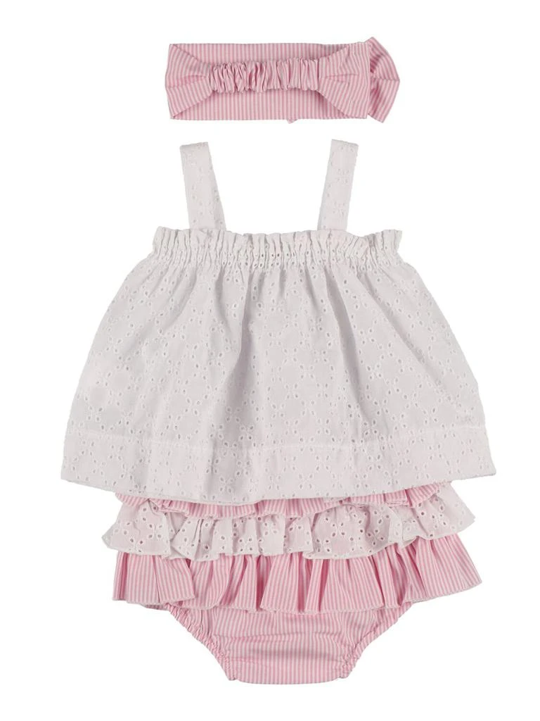 商品MONNALISA|Eyelet Lace Top, Diaper Cover & Headband,价格¥601,第3张图片详细描述
