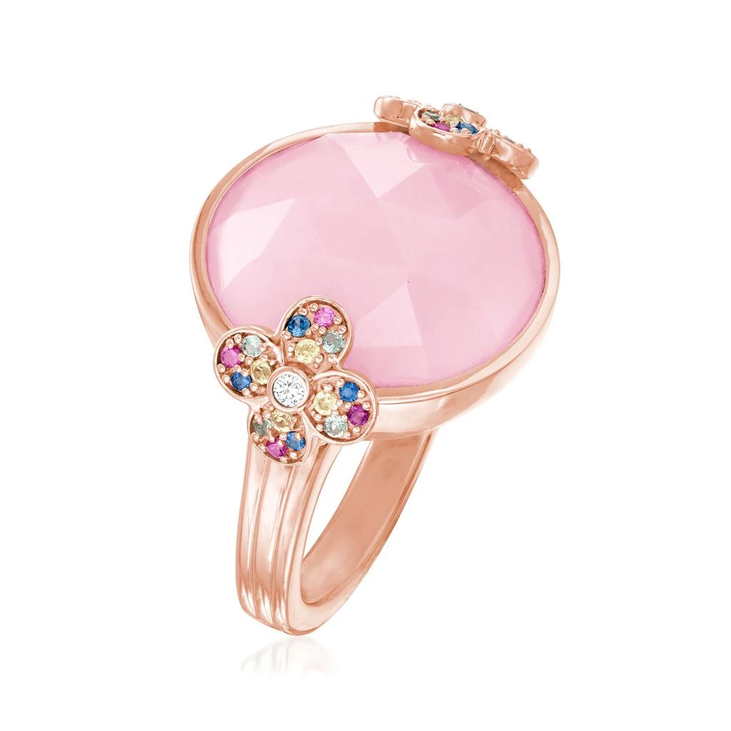 商品Ross-Simons|Pink Opal and Multicolored Sapphire Floral Ring With White Topaz Accents in 18kt Rose Gold Over Sterling,价格¥1275,第3张图片详细描述