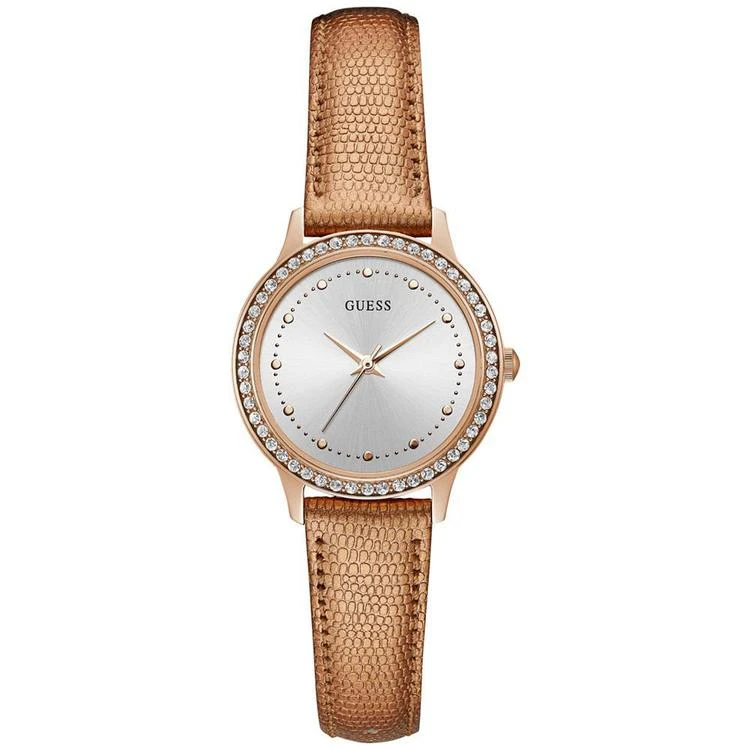 商品GUESS|Women's Rose Gold-Tone Leather Strap Watch 30mm, Created for Macy's,价格¥561,第2张图片详细描述