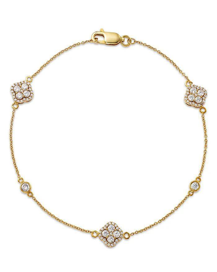 商品Bloomingdale's|Diamond Clover Station Bracelet in 14K Yellow Gold, 0.70 ct. t.w. - Exclusive,价格¥12270,第1张图片详细描述