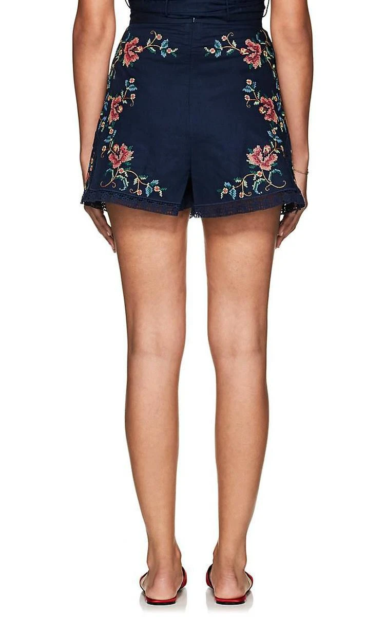 商品Zimmermann|Laelia Floral Cross-Stitched Linen-Cotton Shorts,价格¥529,第3张图片详细描述