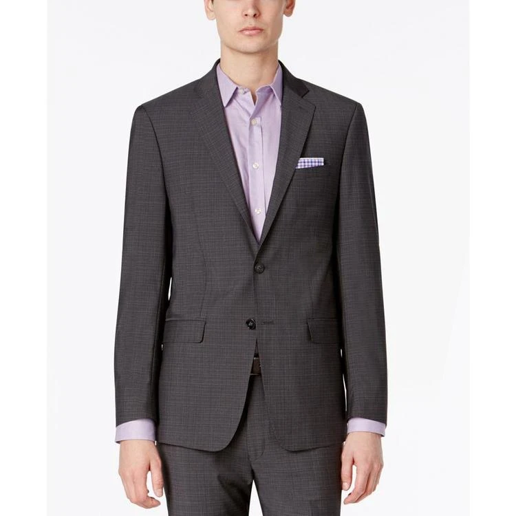商品Calvin Klein|Men's Extra-Slim Fit Charcoal Shadow Grid Suit,价格¥733,第4张图片详细描述