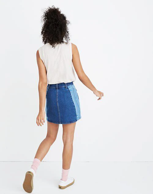 商品Madewell|Stretch Denim Straight Mini Skirt: Pieced Edition,价格¥396,第2张图片详细描述