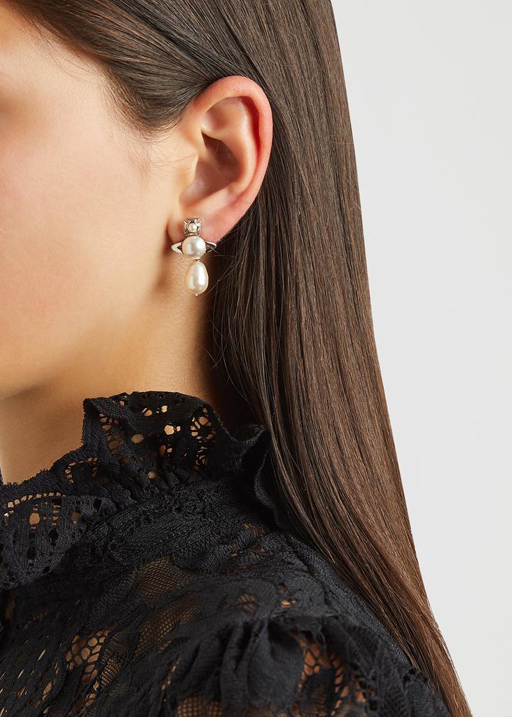 Inass pearl and silver-tone drop earrings商品第2张图片规格展示