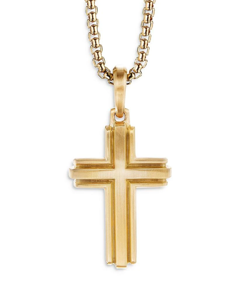 Men's Deco Cross Pendant in 18K Yellow Gold, 34mm 商品