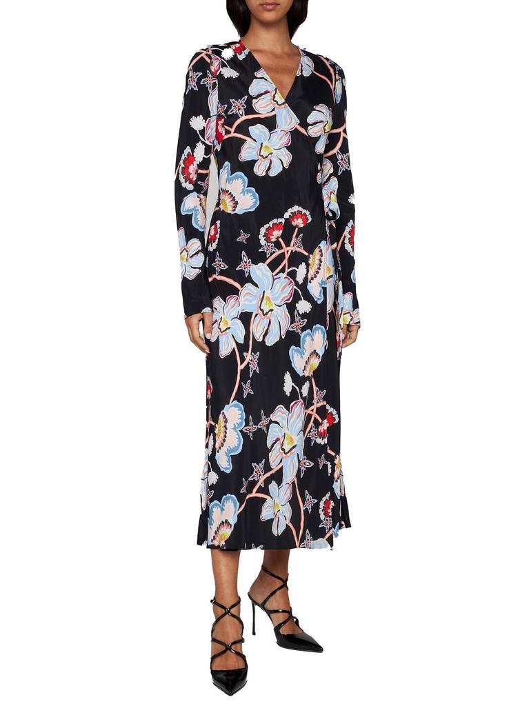 Diane von Furstenberg Tilly Floral-Printed V-Neck Midi Dress商品第2张图片规格展示