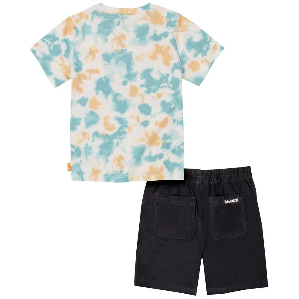 商品Timberland|Little Boys Short Sleeve Tie Dye Logo T-shirt and Twill Shorts, 2 Piece Set,价格¥123,第2张图片详细描述