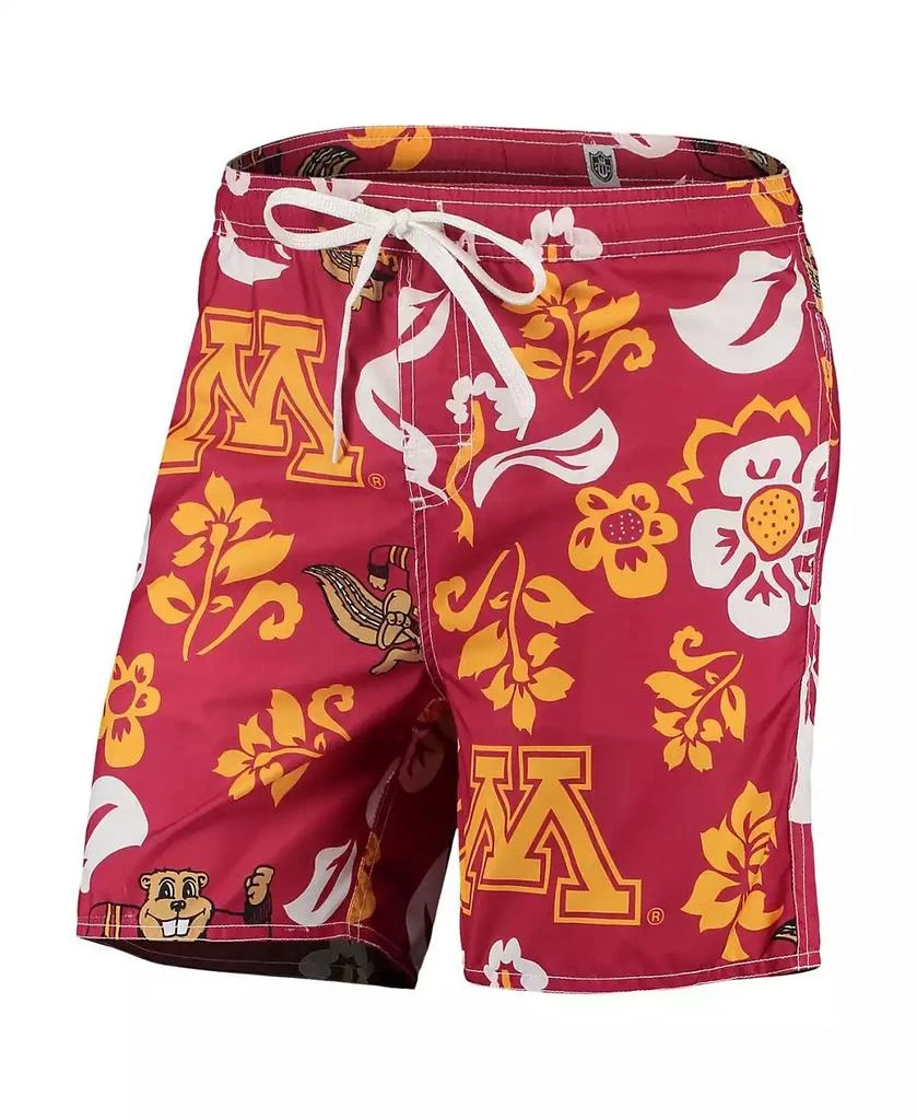 商品Wes & Willy|Men's Maroon Minnesota Golden Gophers Floral Volley Logo Swim Trunks,价格¥470,第3张图片详细描述