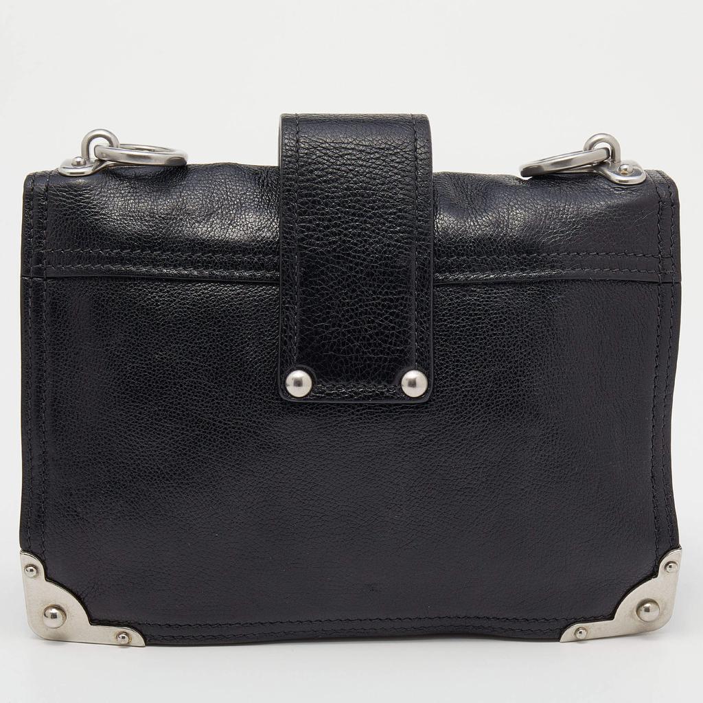 Prada Black Leather Cahier Flap Shoulder Bag商品第4张图片规格展示