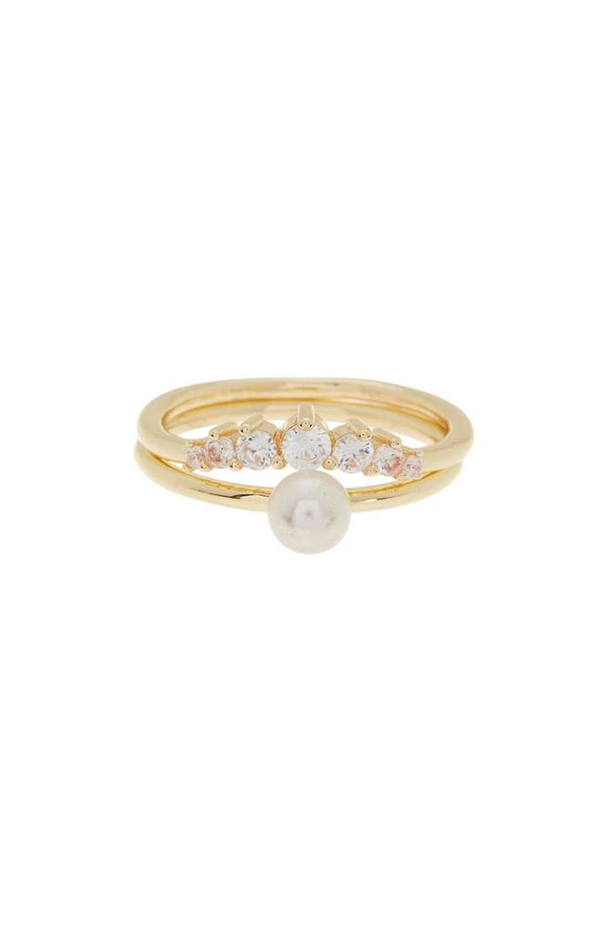 商品Nordstrom|CZ & Pearl Stacking Ring Set,价格¥45,第1张图片