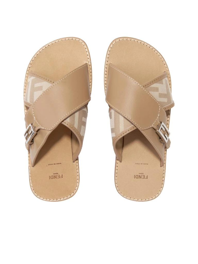 商品Fendi|Fendi Girls Leather FF Logo Sandals in Beige,价格¥2428,第3张图片详细描述