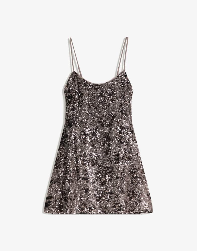 bershka grey dress Bershka Shimmery halter mini dress in grey