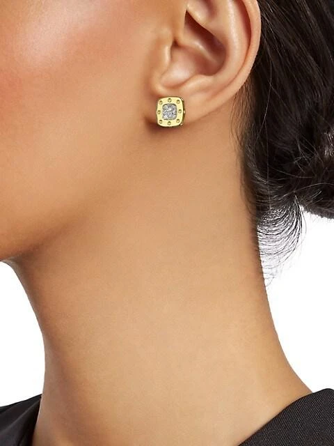 商品Roberto Coin|Pois Moi Diamond & 18K Yellow Gold Square Earrings,价格¥23446,第2张图片详细描述