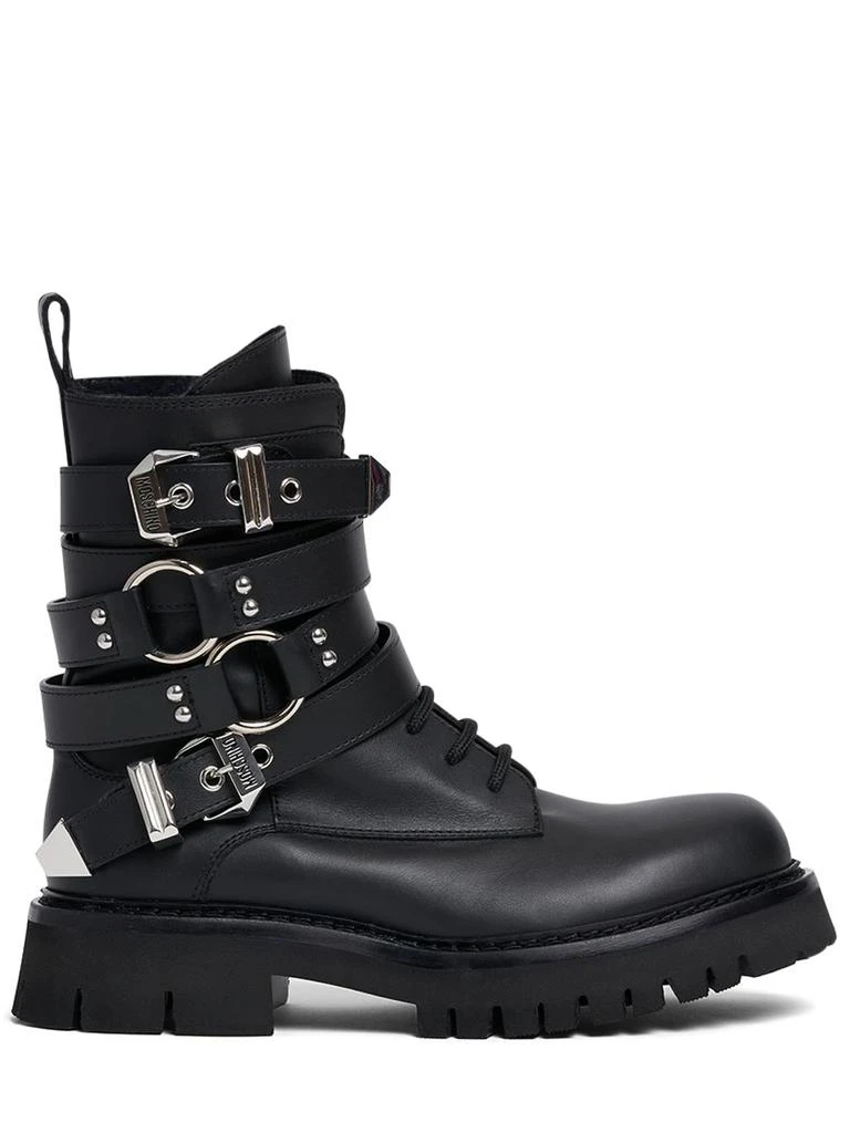 商品Moschino|Buckle Leather Lace-up Boots,价格¥7245,第1张图片