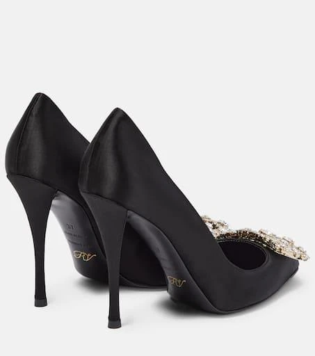 商品Roger Vivier|Flower Strass satin pumps,价格¥11714,第3张图片详细描述