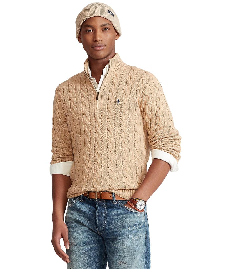 Cable-Knit Cotton Quarter-Zip Sweater商品第1张图片规格展示