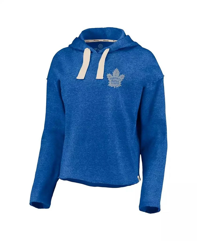 商品Fanatics|Women's Heathered Royal Toronto Maple Leafs Cropped Raw Edge Pullover Hoodie,价格¥501,第2张图片详细描述