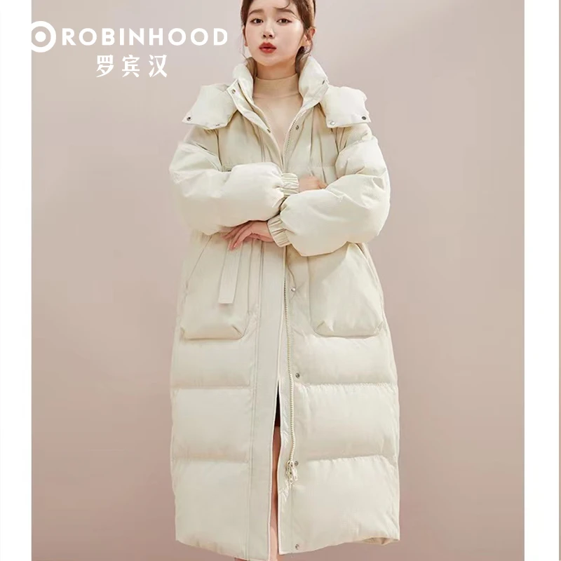 商品[国内直发] ROBINHOOD|罗宾汉白鸭绒长款面包羽绒服-R228Y6359-米色,价格¥570,第1张图片