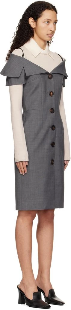 商品Shushu/Tong|Gray Off-Shoulder Lapel Slim Midi Dress,价格¥3061,第2张图片详细描述