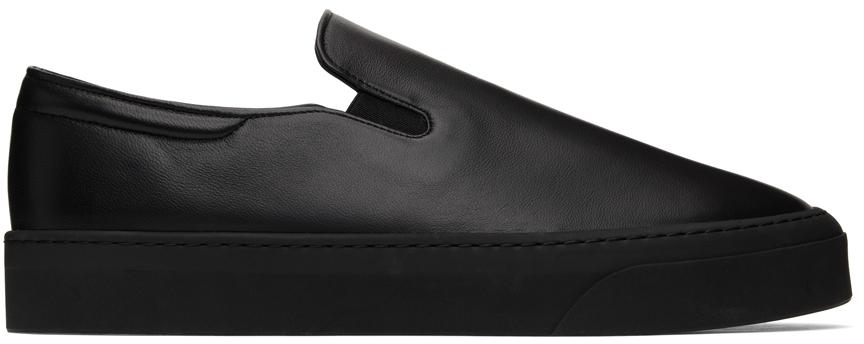Black Leather Dean Slip-On Sneakers商品第1张图片规格展示
