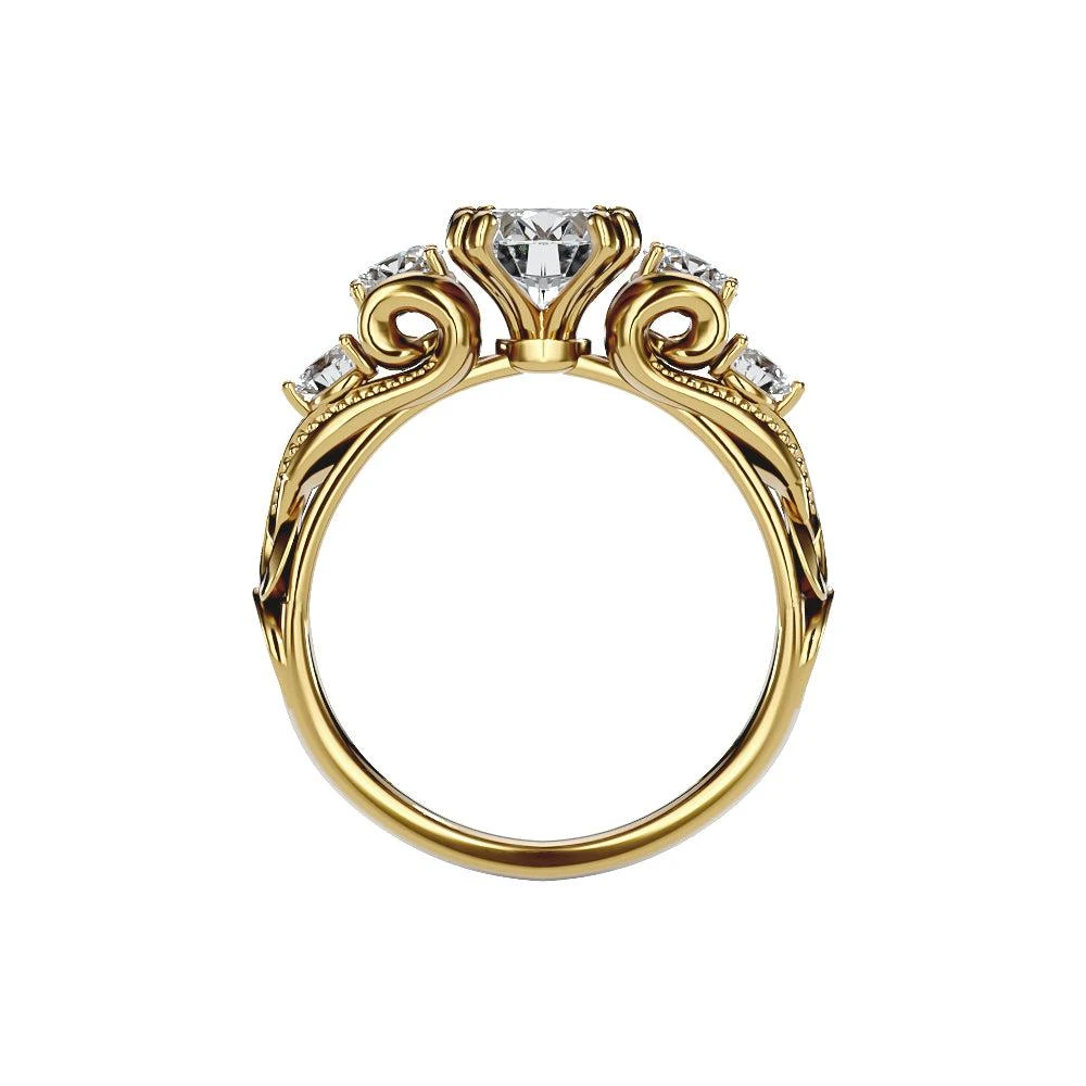 商品Monary|2 Carat Vintage Moissanite Engagement Ring In 14 Karat Yellow Gold,价格¥5662,第2张图片详细描述
