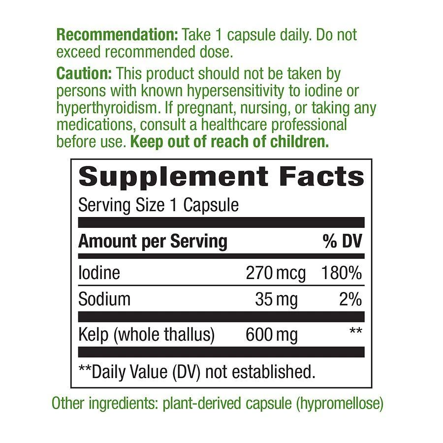 商品Nature's Way|Kelp Vegan Capsules,价格¥96,第4张图片详细描述