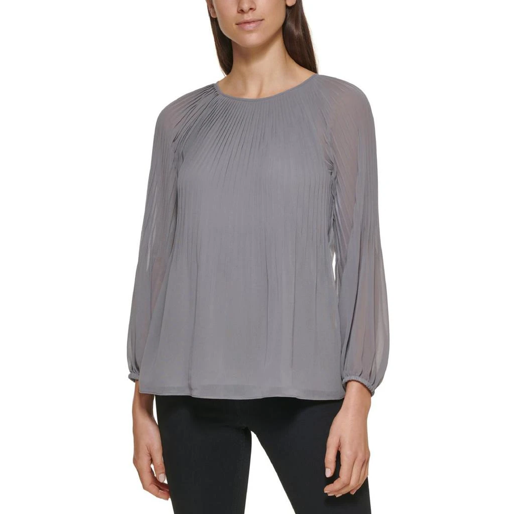 商品Calvin Klein|Calvin Klein Womens Chiffon Gathered Neck Pullover Top,价格¥92,第2张图片详细描述