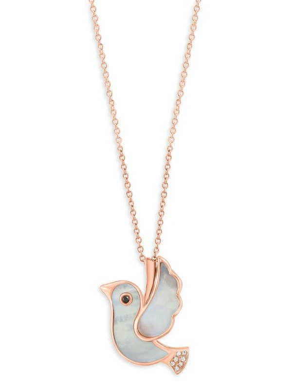 商品Effy|14K Rose Gold & Multi Stone Bird Pendant Necklace,价格¥5082,第1张图片