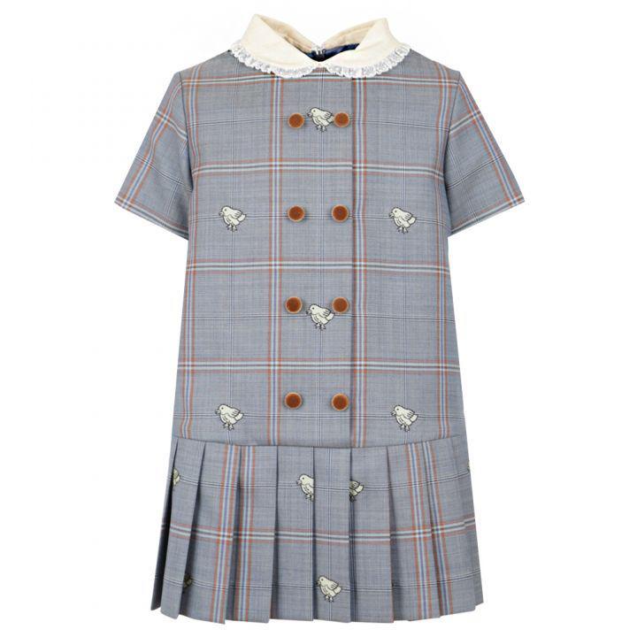 商品Gucci|Plaid Chick Dress Navy,价格¥2251,第1张图片