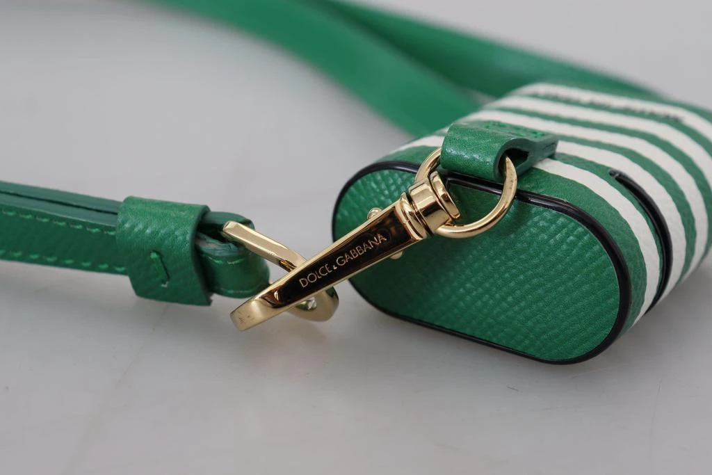 Dolce & Gabbana Green Leather Strap Gold Metal Logo Airpods Case 商品