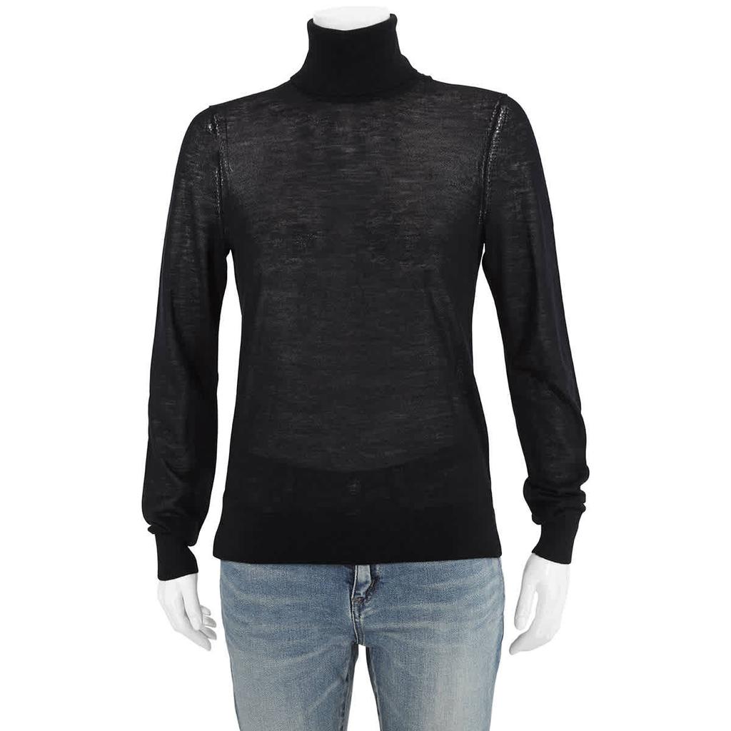Burberry Stony Cashmere Semi Sheer Turtleneck Sweater, Size Medium商品第1张图片规格展示