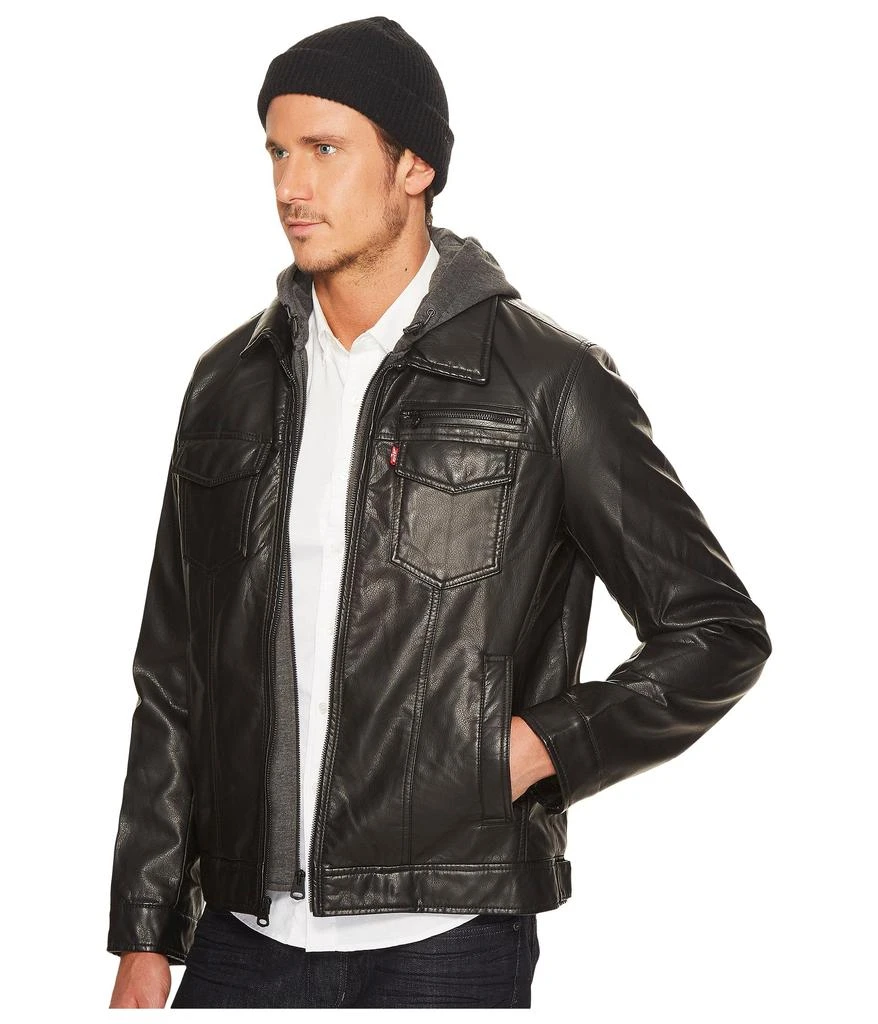 商品Levi's|Faux Leather Trucker with Jersey Hood and Fleece Lining,价格¥869,第2张图片详细描述