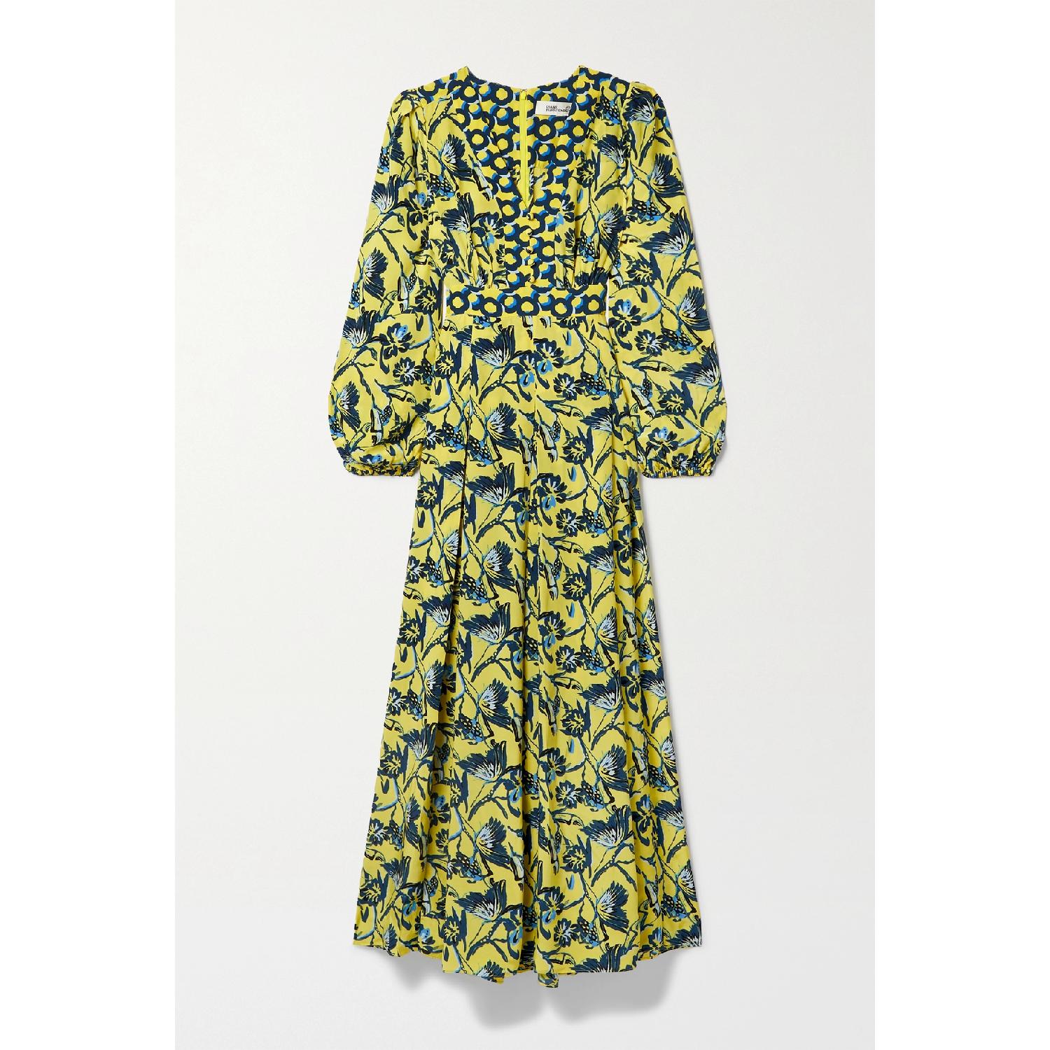 【特惠6.0折】包邮包税【预售7天发货】 DIANE VON FURSTENBERG 23秋冬 女士 连衣裙 Anjali 花卉印花双绉超长连衣裙 1647597289317392 DVFDL4Q028BFLYL 商品第2张图片规格展示