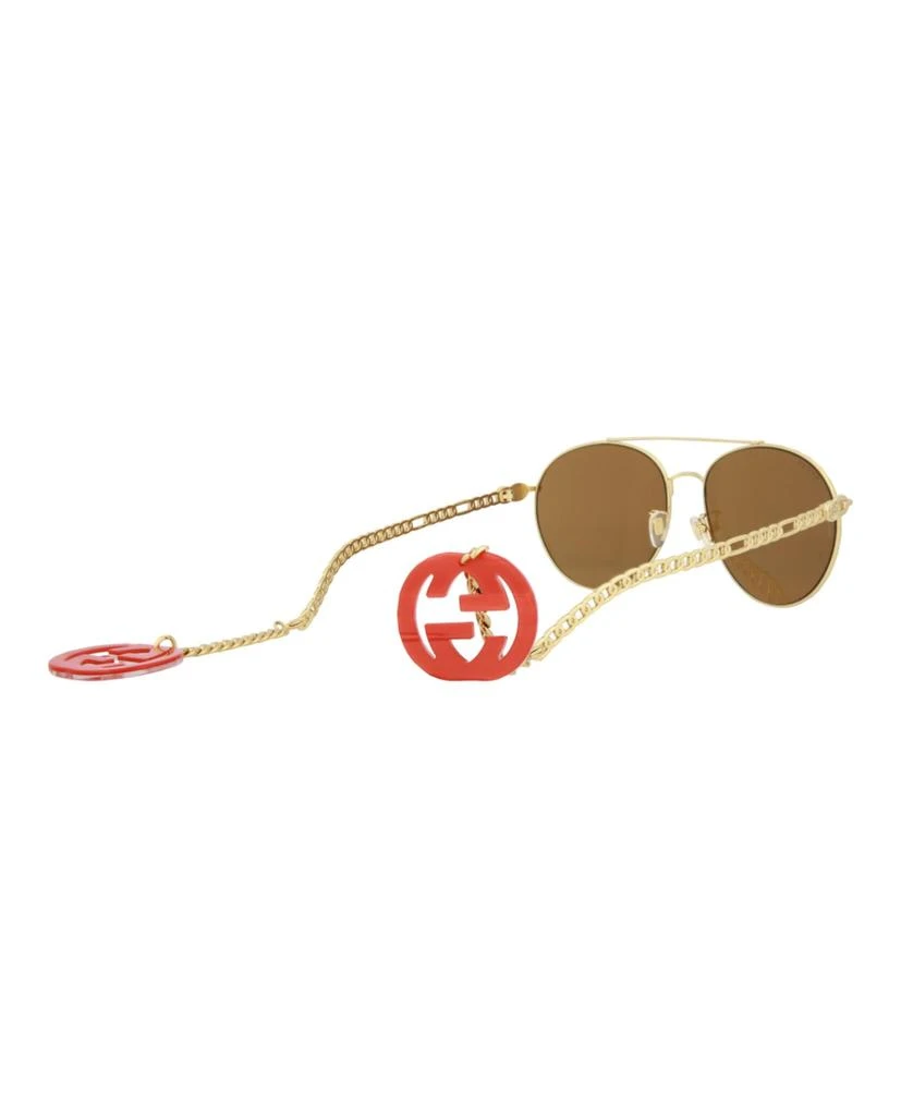 商品Gucci|Round/Oval-Frame Metal Sunglasses,价格¥1846,第5张图片详细描述