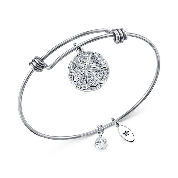 商品Unwritten|Angel Disc Bangle Bracelet in Stainless Steel and Silver-Plate,价格¥82,第1张图片