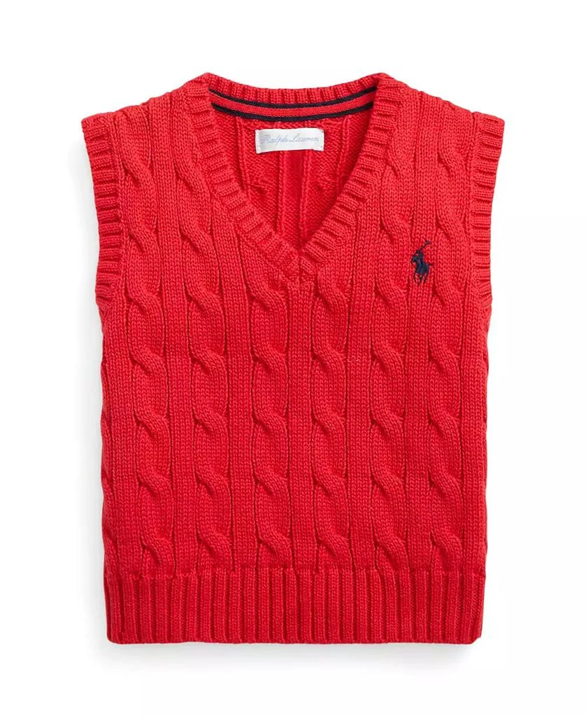 商品Ralph Lauren|Baby Boys Cable Knit V-neck Sweater Vest,价格¥205,第1张图片