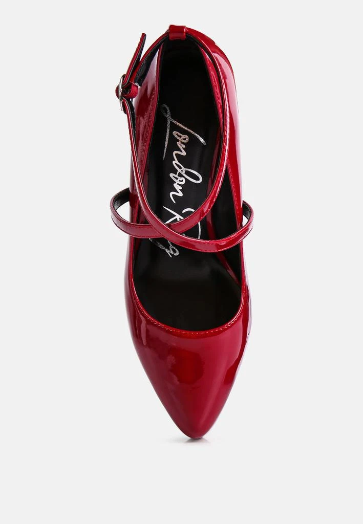 商品London Rag|pixie dust patent faux leather cross strap pumps,价格¥575,第3张图片详细描述