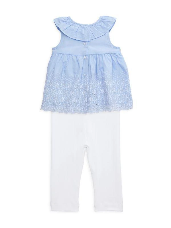 商品Little Me|Chambray Baby Girl's 3-Piece Top, Leggings & Bow Headband,价格¥118,第2张图片详细描述