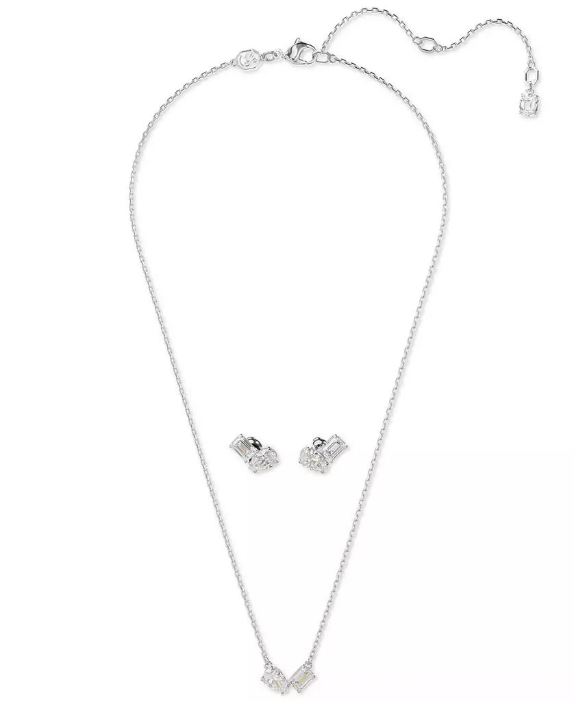 商品Swarovski|Rhodium-Plated Mixed Crystal Pendant Necklace & Stud Earrings Set,价格¥1043,第2张图片详细描述