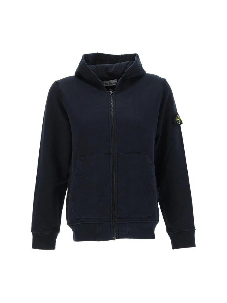 商品Stone Island Junior|Stone Island Junior Logo Patch Zip-Up Hoodie,价格¥1331,第1张图片