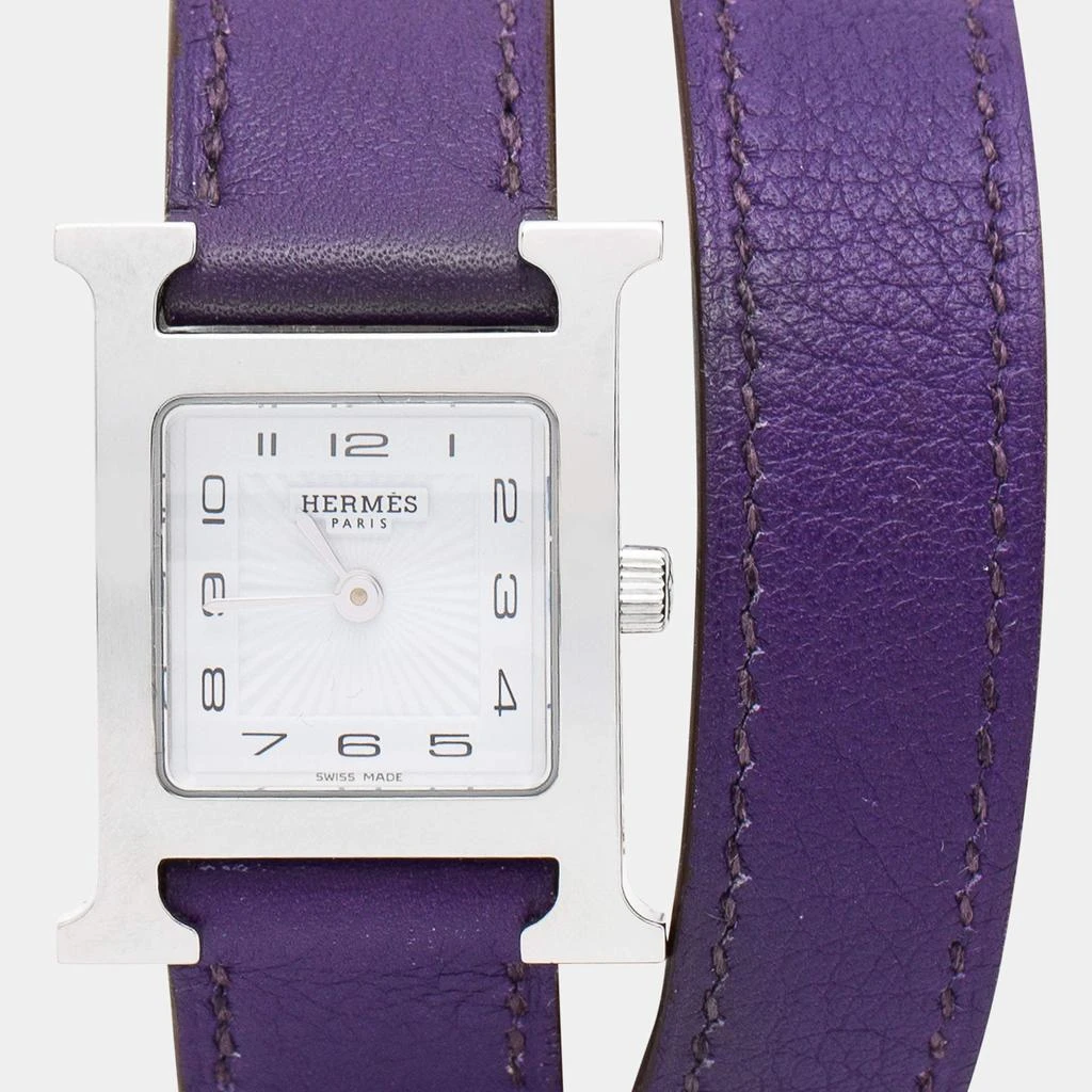 商品[二手商品] Hermes|Hermes White Stainless Steel Leather Heure H HH1.210 Women's Wristwatch 21 mm,价格¥12232,第3张图片详细描述