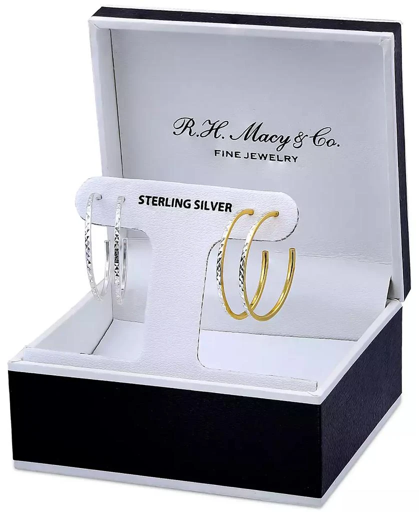 商品Giani Bernini|2-Pc. Set Textured Medium Hoop Earrings in Sterling Silver & 18k Gold-Plate, 1-1/4", Created for Macy's,价格¥190,第2张图片详细描述