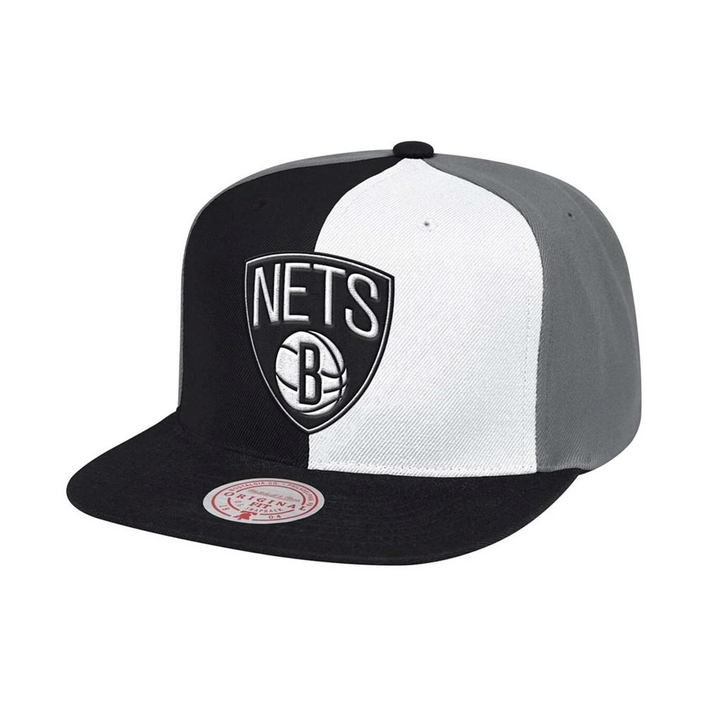 商品Mitchell and Ness|Men's Black, White Brooklyn Nets Pinwheel Snapback Adjustable Hat,价格¥180,第1张图片