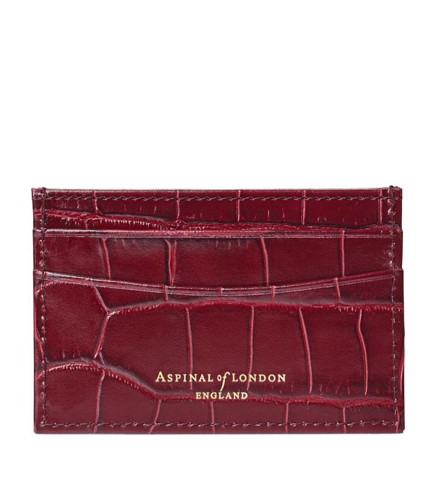 Croc-Embossed Leather Card Holder商品第2张图片规格展示