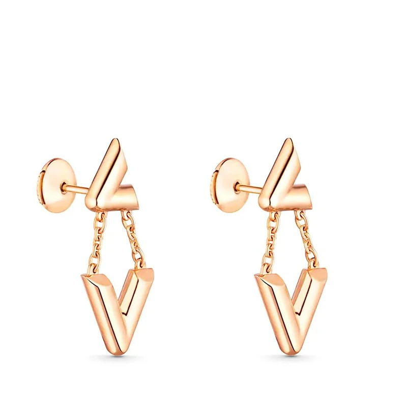 预售十天Louis Vuitton/路易威登 22春夏新款Volt系列 18K金玫瑰金徽标字母组合造型耳环Q96972 商品