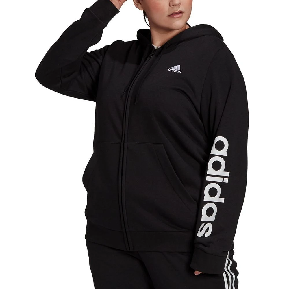 商品Adidas|Essentials Plus Size French Terry Logo-Sleeve Hoodie,价格¥382,第1张图片