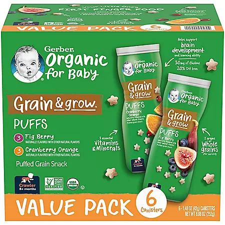 Gerber Organic Puffs, Variety Pack (1.48 oz., 6 pk.)商品第1张图片规格展示
